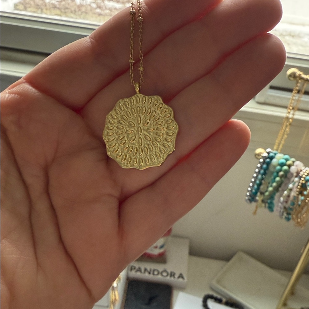 Gorjana Gold Textured Pendant Necklace
